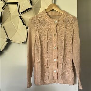 Vintage hand knit soft textured cardigan button up sweater boho size small